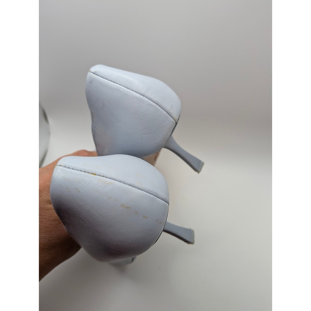 Baby Blue Leather Pointed Toe Stiletto Pumps Zara Heels Size 37 - Picture 4 of 11
